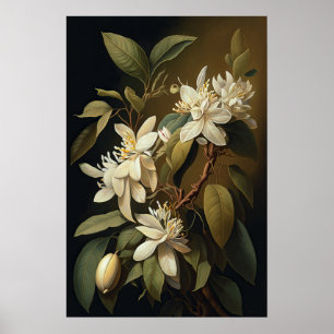 Poster de impresión de arte con flores de vainilla