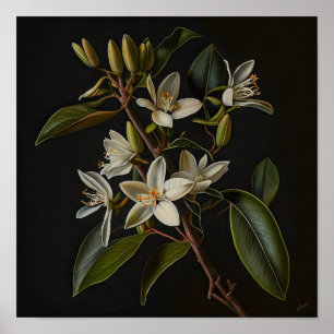 Poster de impresión de arte con flores de vainilla