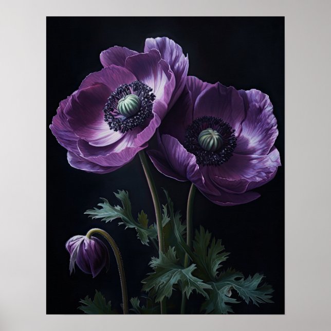 Poster de impresión de arte con flores moradas de  (Frente)