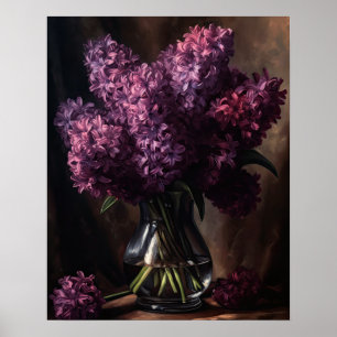 Poster de impresión de arte con flores moradas de