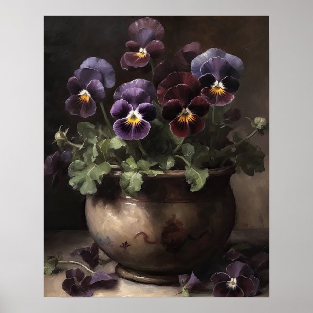 Poster de impresión de arte con flores moradas pan (Frente)