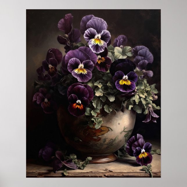 Poster de impresión de arte con flores moradas pan (Frente)