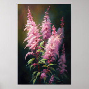 Poster de impresión de arte con flores rosadas