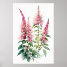 Poster de impresión de arte con flores rosadas