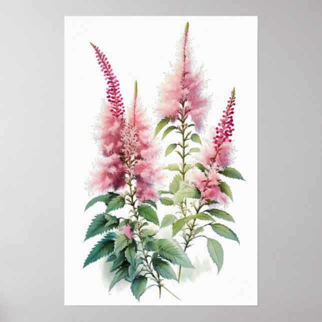Poster de impresión de arte con flores rosadas (Frente)