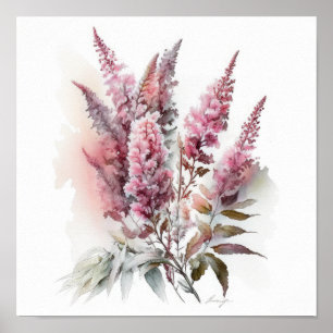 Poster de impresión de arte con flores rosadas