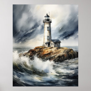 Poster de impresión de arte costero de faro