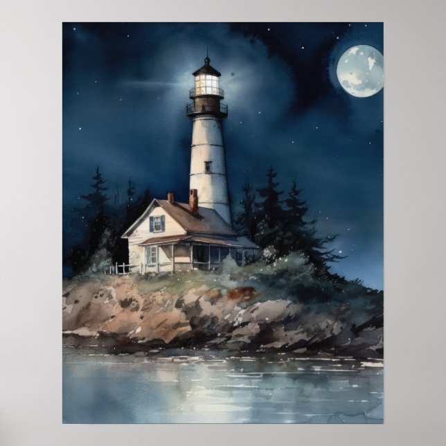 Poster de impresión de arte costero de faro (Frente)