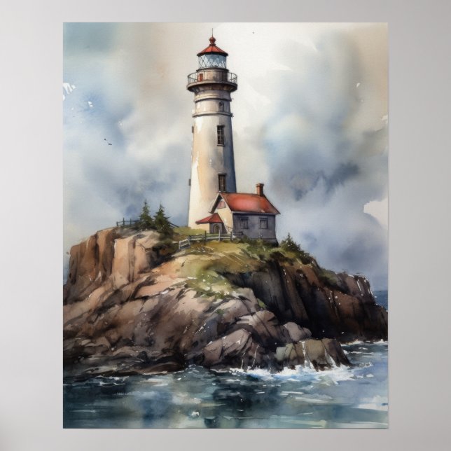 Poster de impresión de arte costero de faro (Frente)
