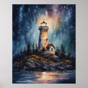 Poster de impresión de arte costero de faro