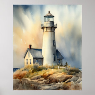 Poster de impresión de arte costero de faro