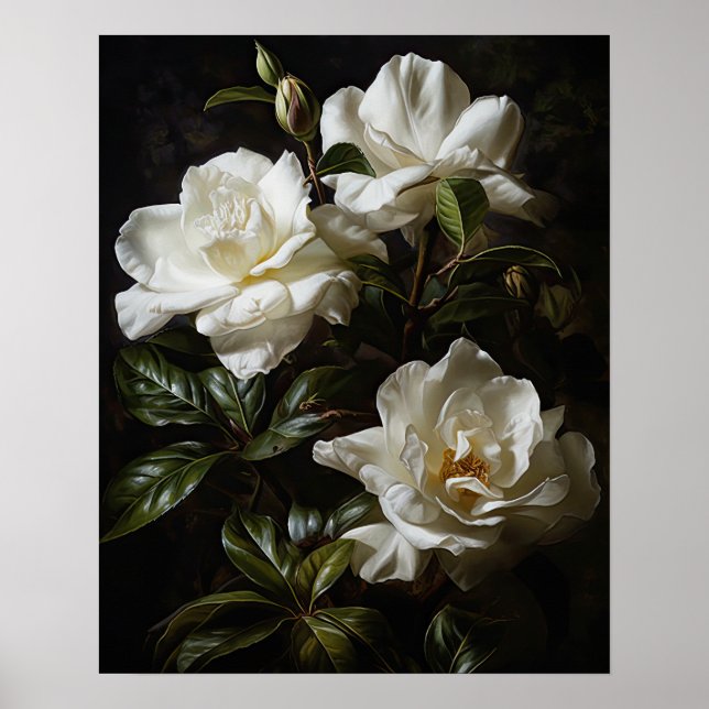 Poster de impresión de arte de ardenia blanca (Frente)
