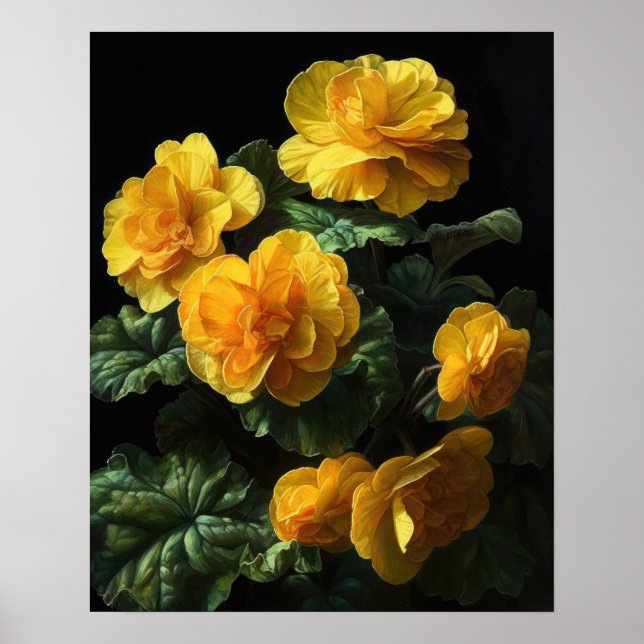 Poster de impresión de arte de Begonia amarilla (Frente)