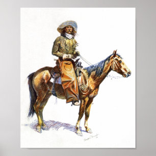 Poster de impresión de arte de caballos y cowboy e