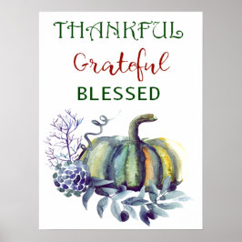 Poster de impresión de arte de calabaza acuarela