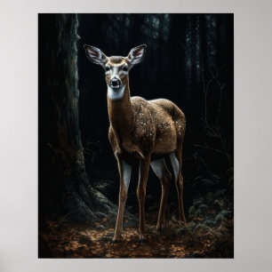 Poster de impresión de arte de ciervos de algodón