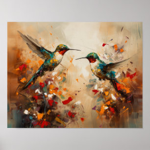 Póster de Impresión de Arte de Colibríes Pintura