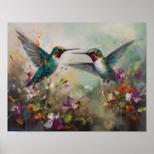 Póster de Impresión de Arte de Colibríes Pintura