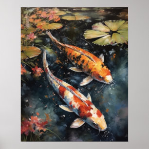 Poster de impresión de arte de estanques de pescad