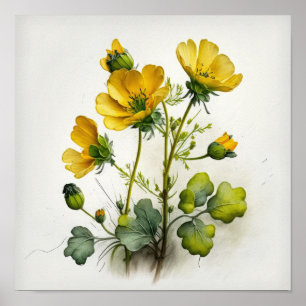 Poster de impresión de arte de flor amarilla