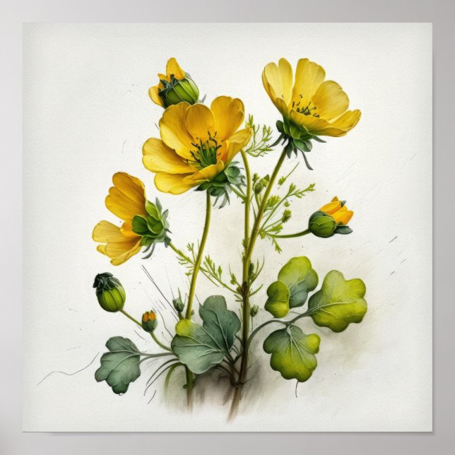 Poster de impresión de arte de flor amarilla (Frente)