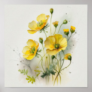 Poster de impresión de arte de flor amarilla