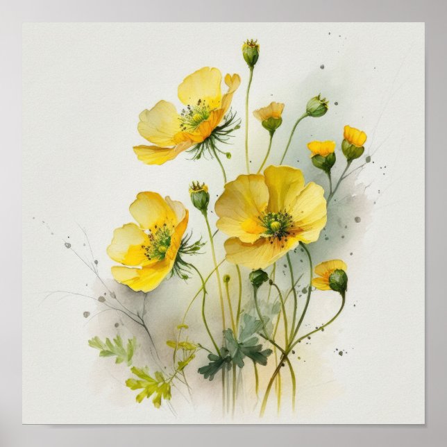 Poster de impresión de arte de flor amarilla (Frente)