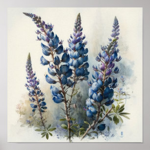 Poster de impresión de arte de flor azul Lupine