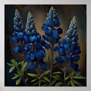 Poster de impresión de arte de flor azul Lupine