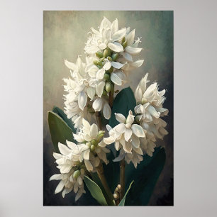 Poster de impresión de arte de flor blanca Hyacini