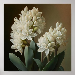Poster de impresión de arte de flor blanca Hyacini
