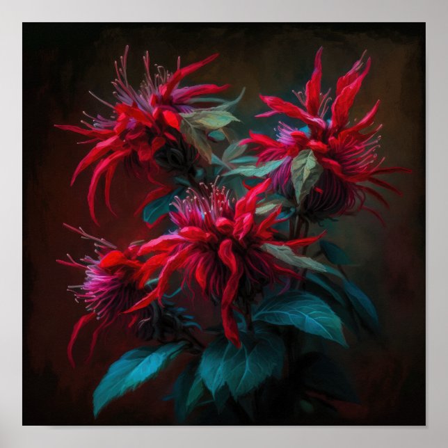 Poster de impresión de arte de flor de Bee Balm ro (Frente)