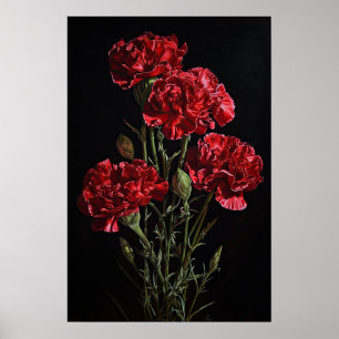 Poster de impresión de arte de flor de Carnations