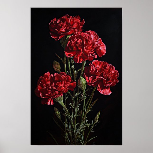 Poster de impresión de arte de flor de Carnations  (Frente)