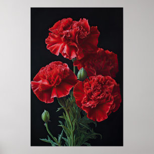 Poster de impresión de arte de flor de Carnations 