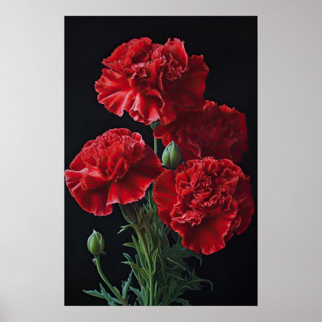 Poster de impresión de arte de flor de Carnations  (Frente)