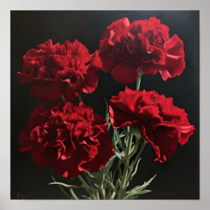 Poster de impresión de arte de flor de Carnations 