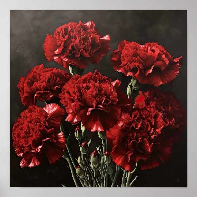 Poster de impresión de arte de flor de Carnations  (Frente)