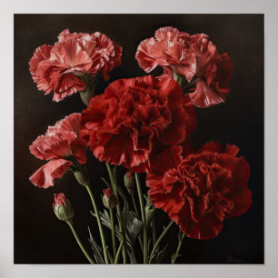 Poster de impresión de arte de flor de Carnations 
