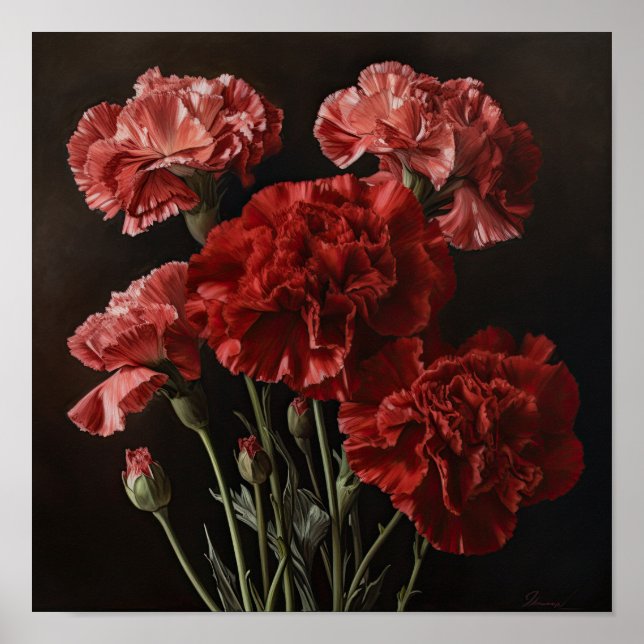 Poster de impresión de arte de flor de Carnations  (Frente)