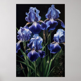 Poster de impresión de arte de flor de iris azules