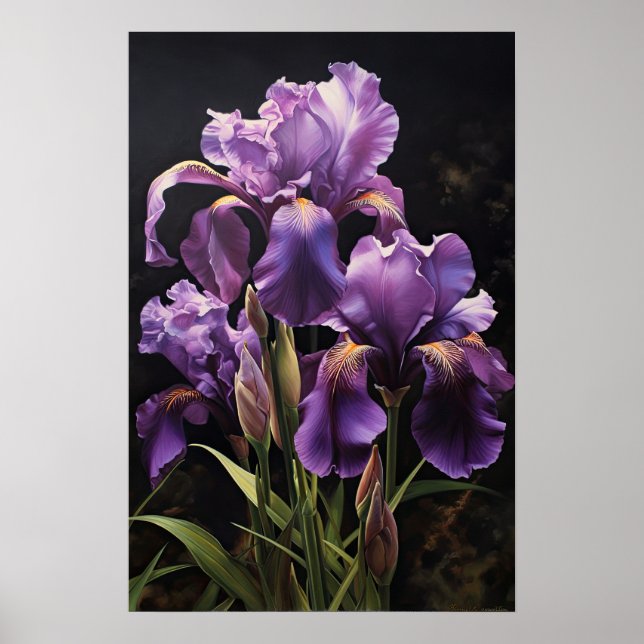 Poster de impresión de arte de flor de iris morado (Frente)