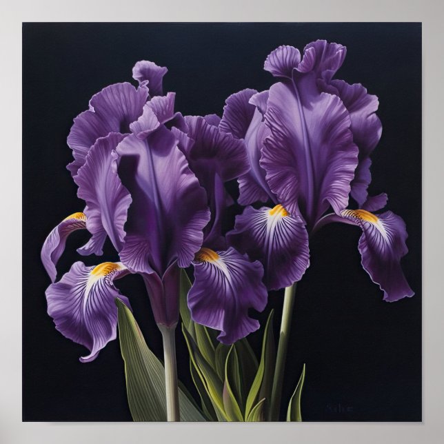 Poster de impresión de arte de flor de iris morado (Frente)