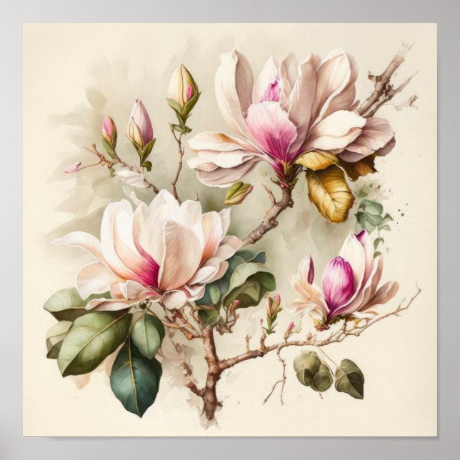 Poster de impresión de arte de flor de Magnolias r (Frente)