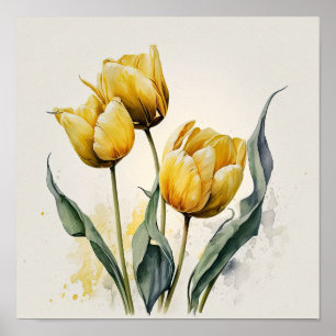 Poster de impresión de arte de flor de tulipanes a
