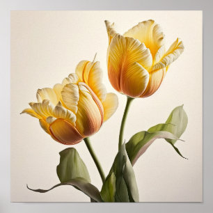 Poster de impresión de arte de flor de tulipanes a