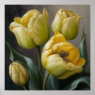Poster de impresión de arte de flor de tulipanes a