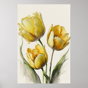 Poster de impresión de arte de flor de tulipanes a