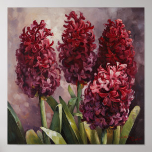 Poster de impresión de arte de flor en Burgundy Hy