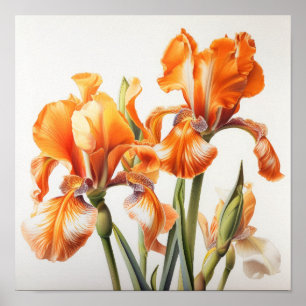 Poster de impresión de arte de flor naranja Irises